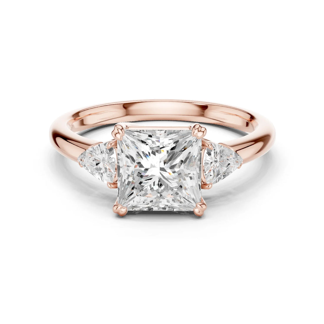 Trillion Side Diamond Princess Shape Engagement Ring