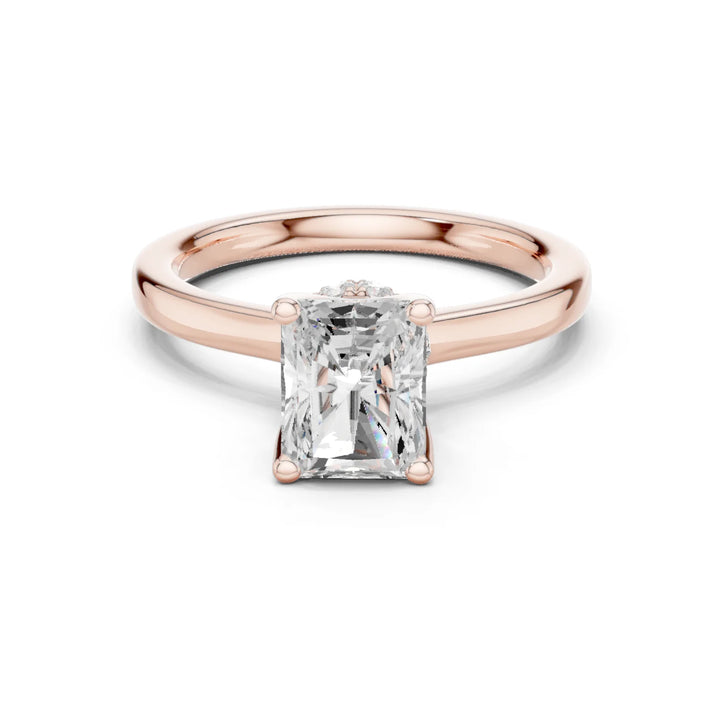 Radiant Shape Diamond Hidden Halo Engagement Ring