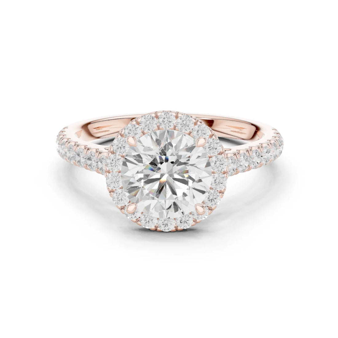 Round Shape Diamond Halo Engagement Ring