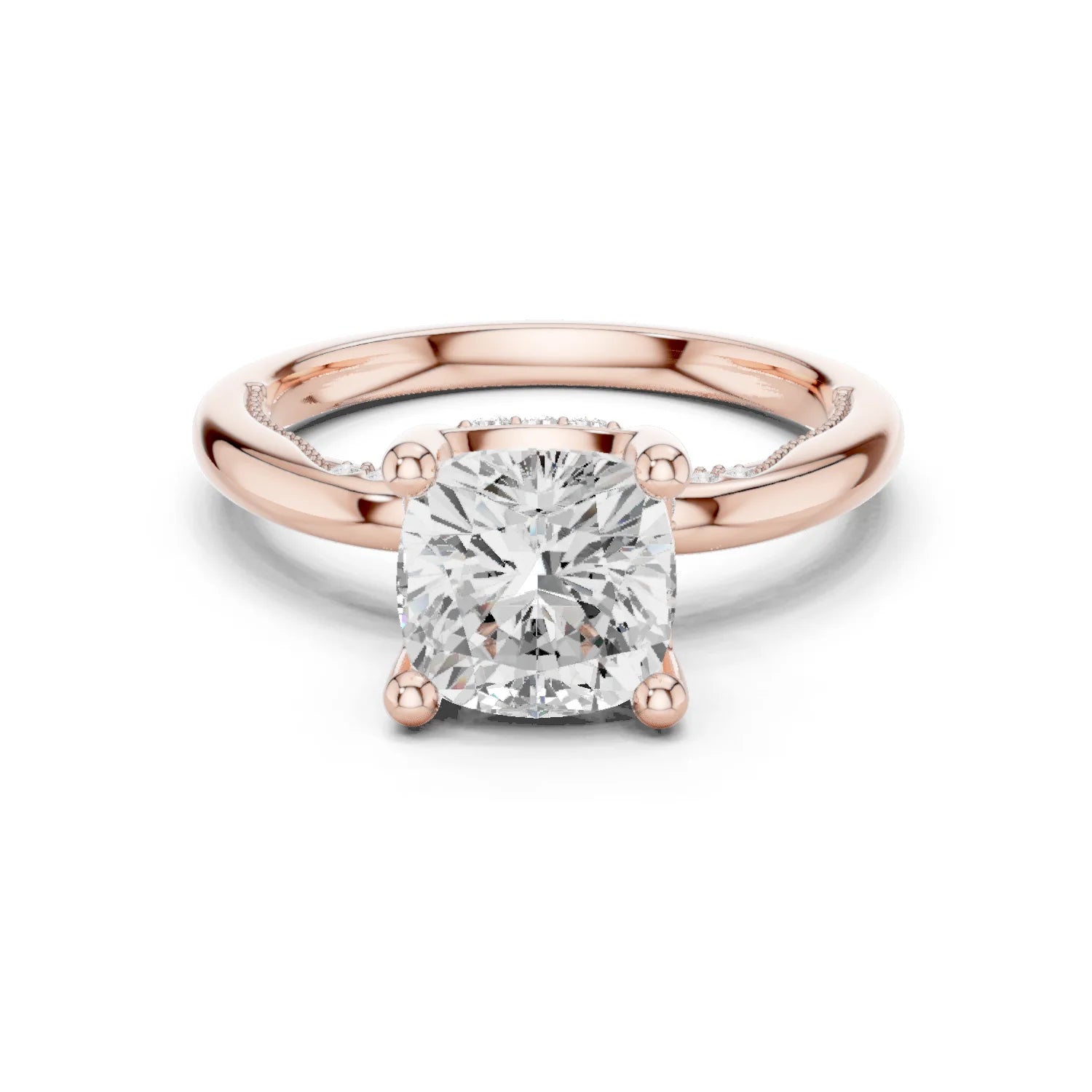 Hidden Halo Cushion Cut Diamond Engagement Ring