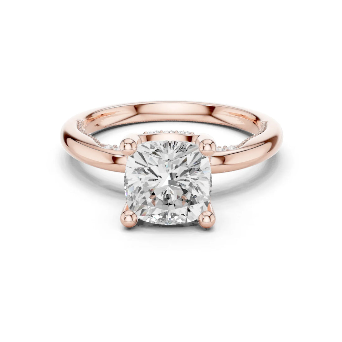 Hidden Halo Cushion Cut Diamond Engagement Ring