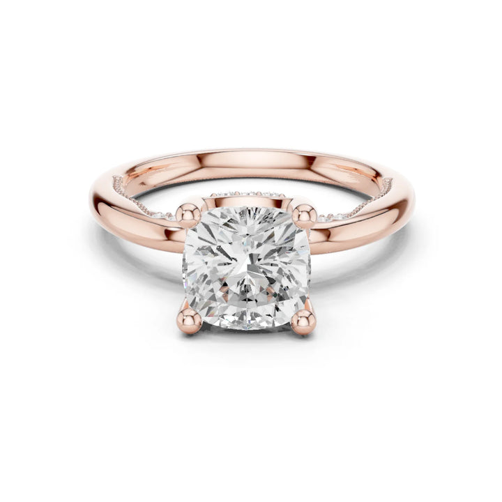 Hidden Halo Cushion Cut Diamond Engagement Ring