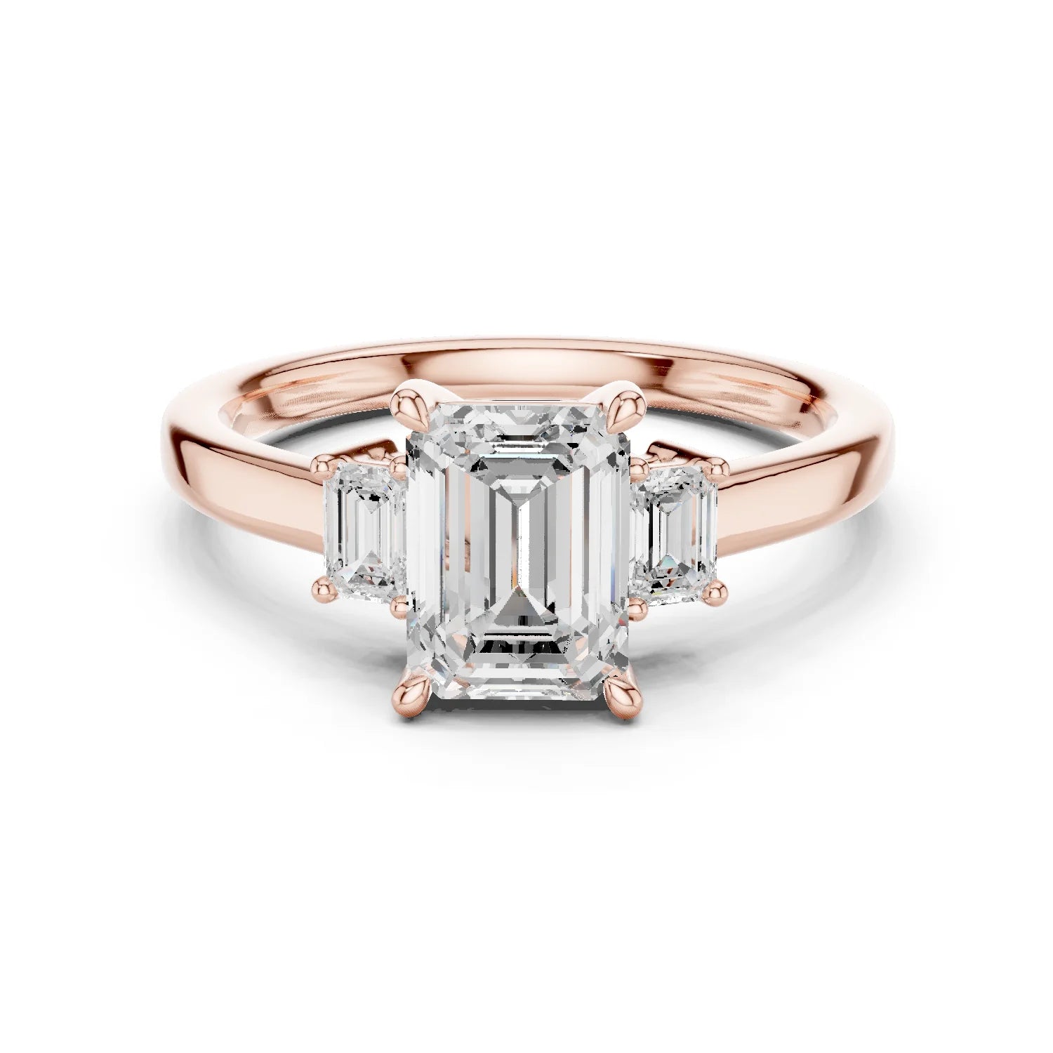 Emerald Cut Diamond Three-Stone Engagement Ring