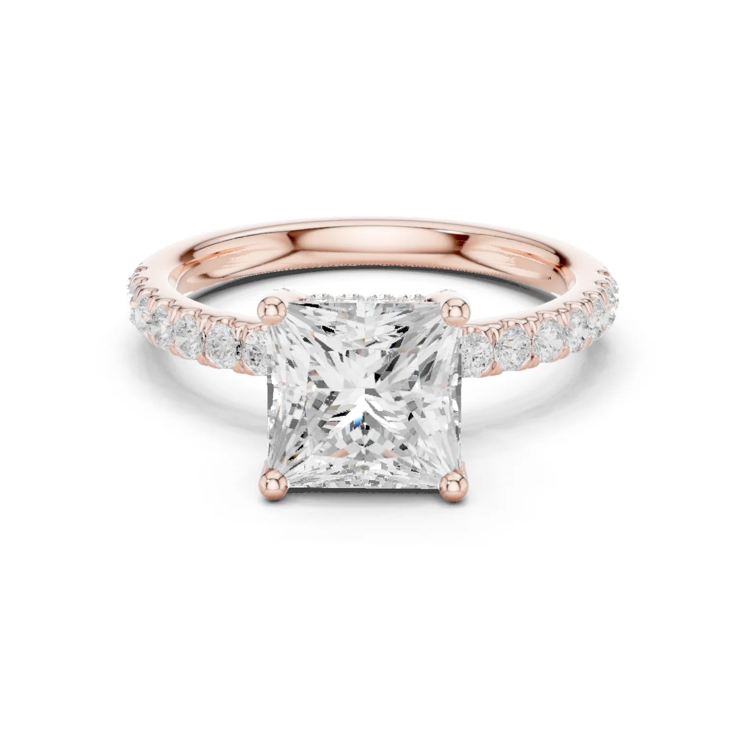 Princess Diamond Engagement Ring With Pave Band