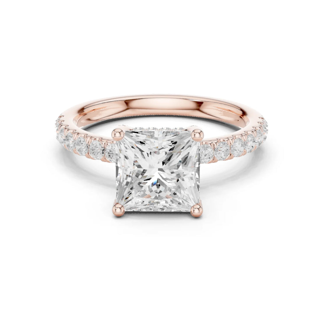 Princess Diamond Engagement Ring With Pave Band