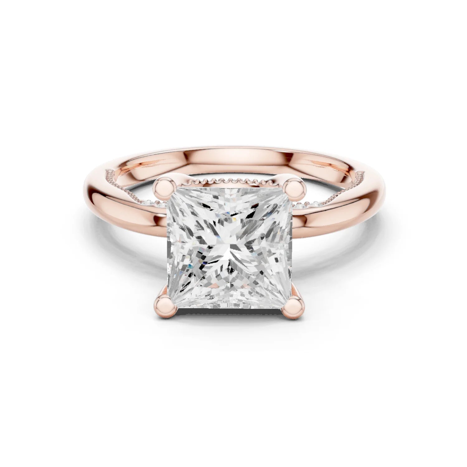 Hidden Halo Princess Cut Diamond Engagement Ring