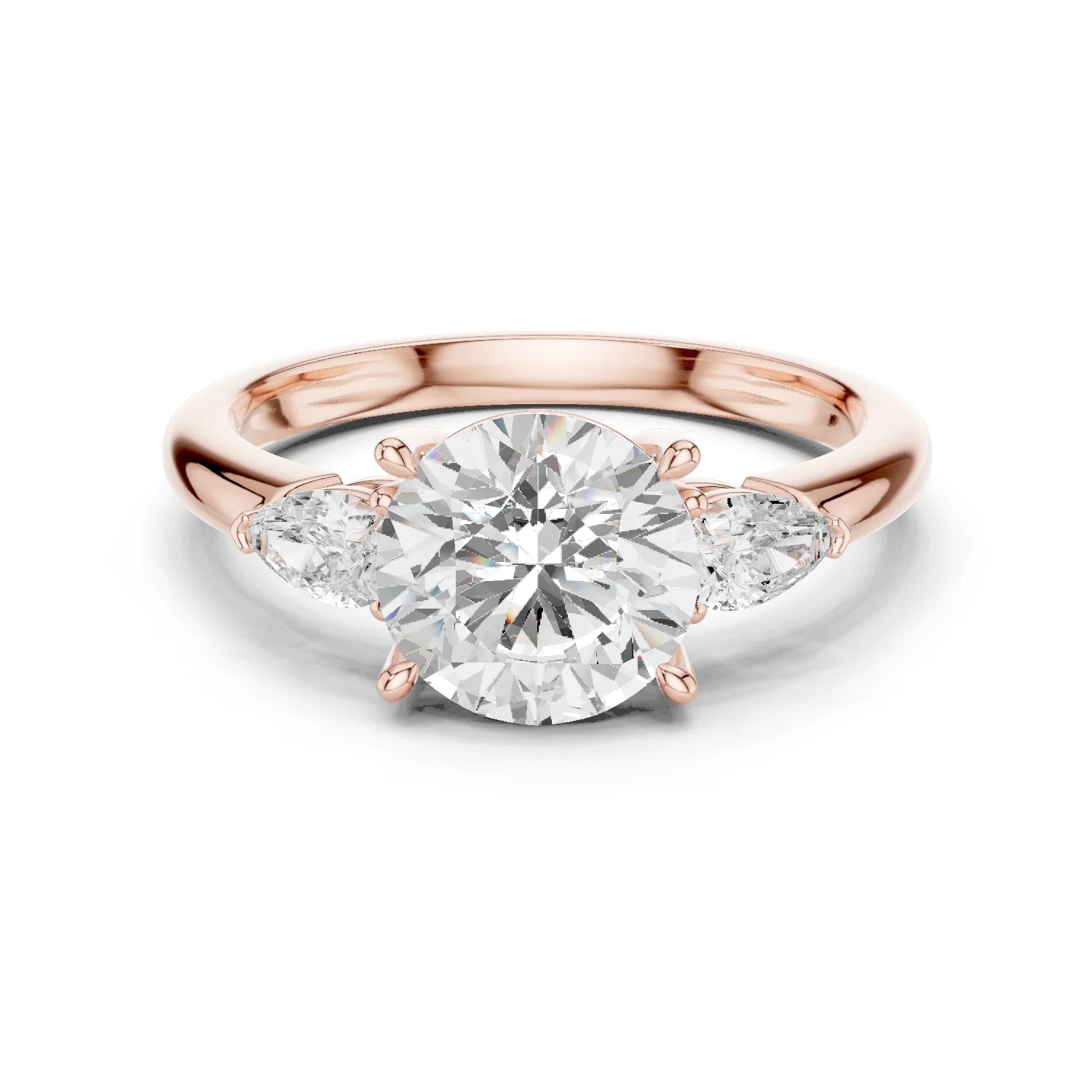 Round Cut Diamond Three-Stone Engagement Ring