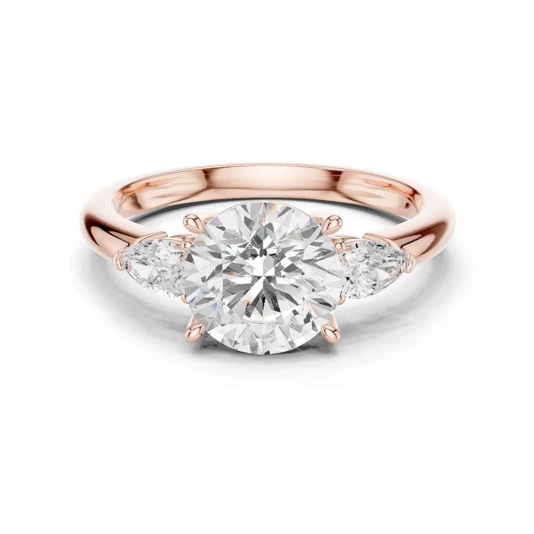 Round Cut Diamond Three-Stone Engagement Ring