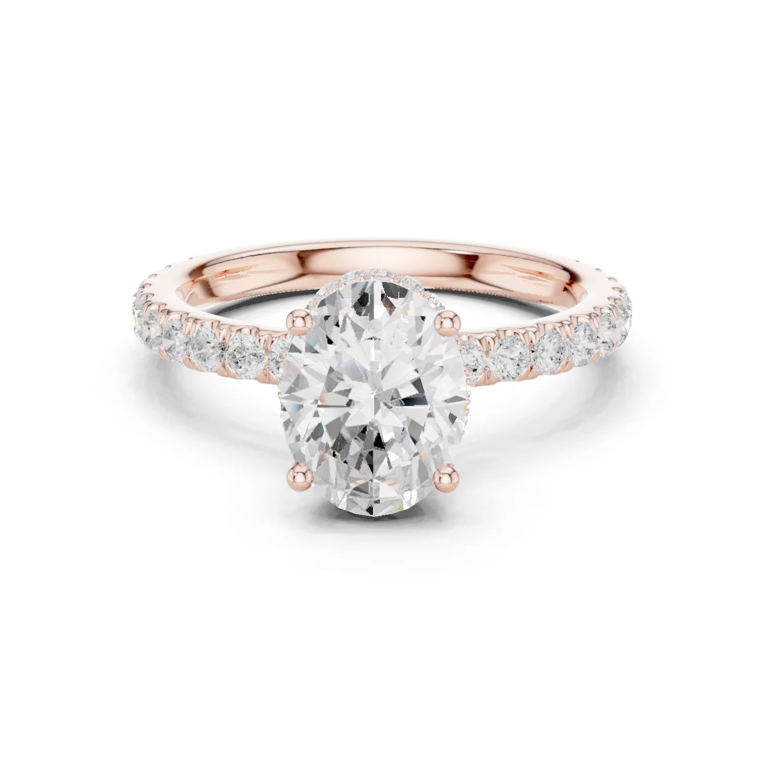 Oval Cut Diamond Double Halo Pave Engagement Ring