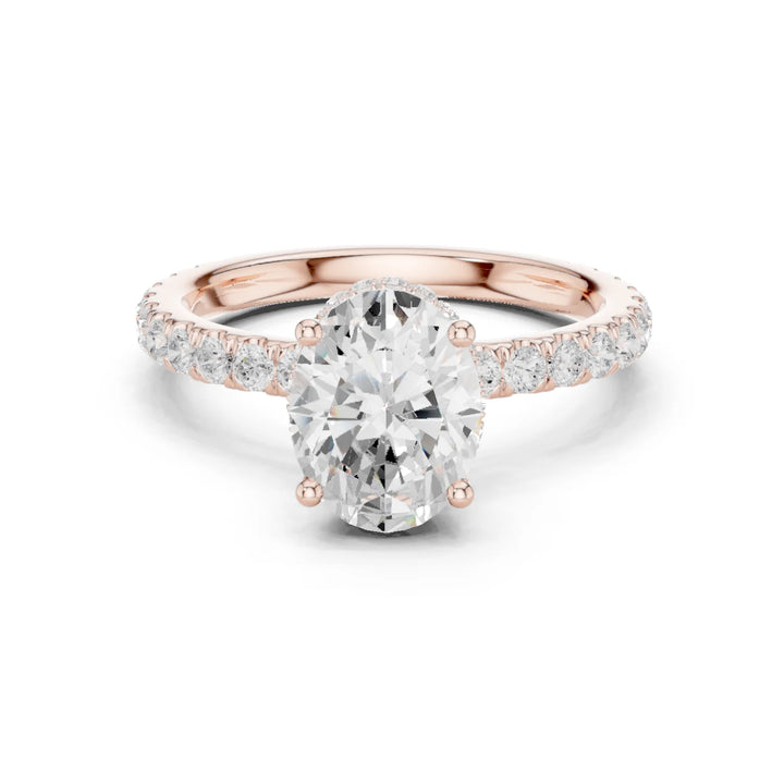 Oval Cut Diamond Double Halo Pave Engagement Ring