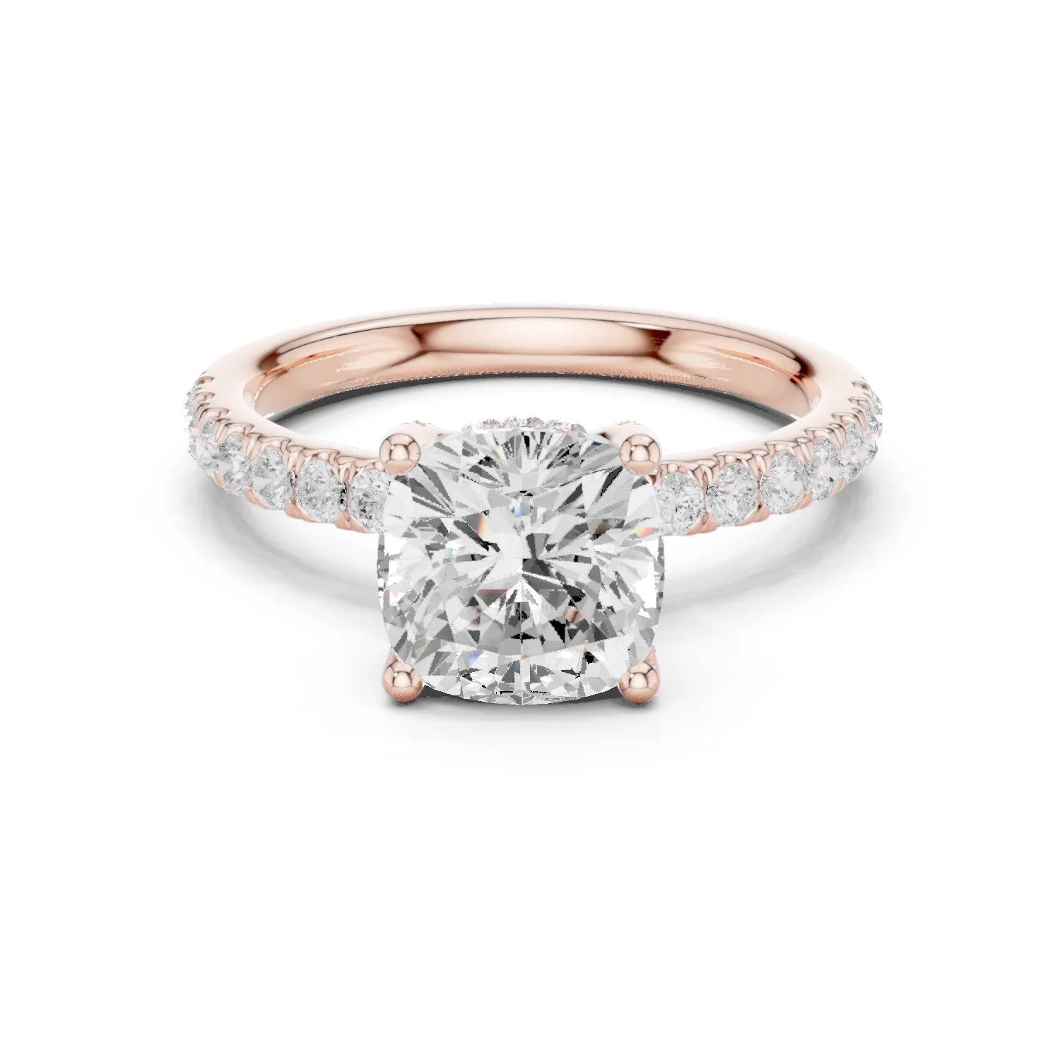 Cushion Diamond Engagement Ring With Pave Band