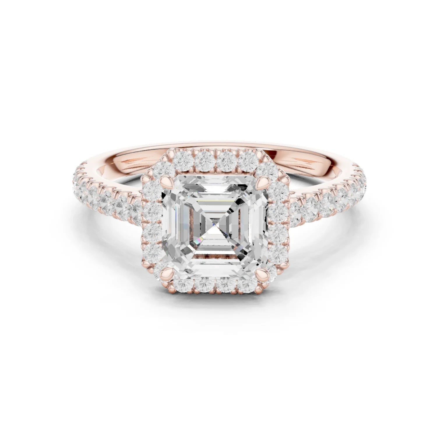 Asscher Shape Diamond Halo Engagement Ring