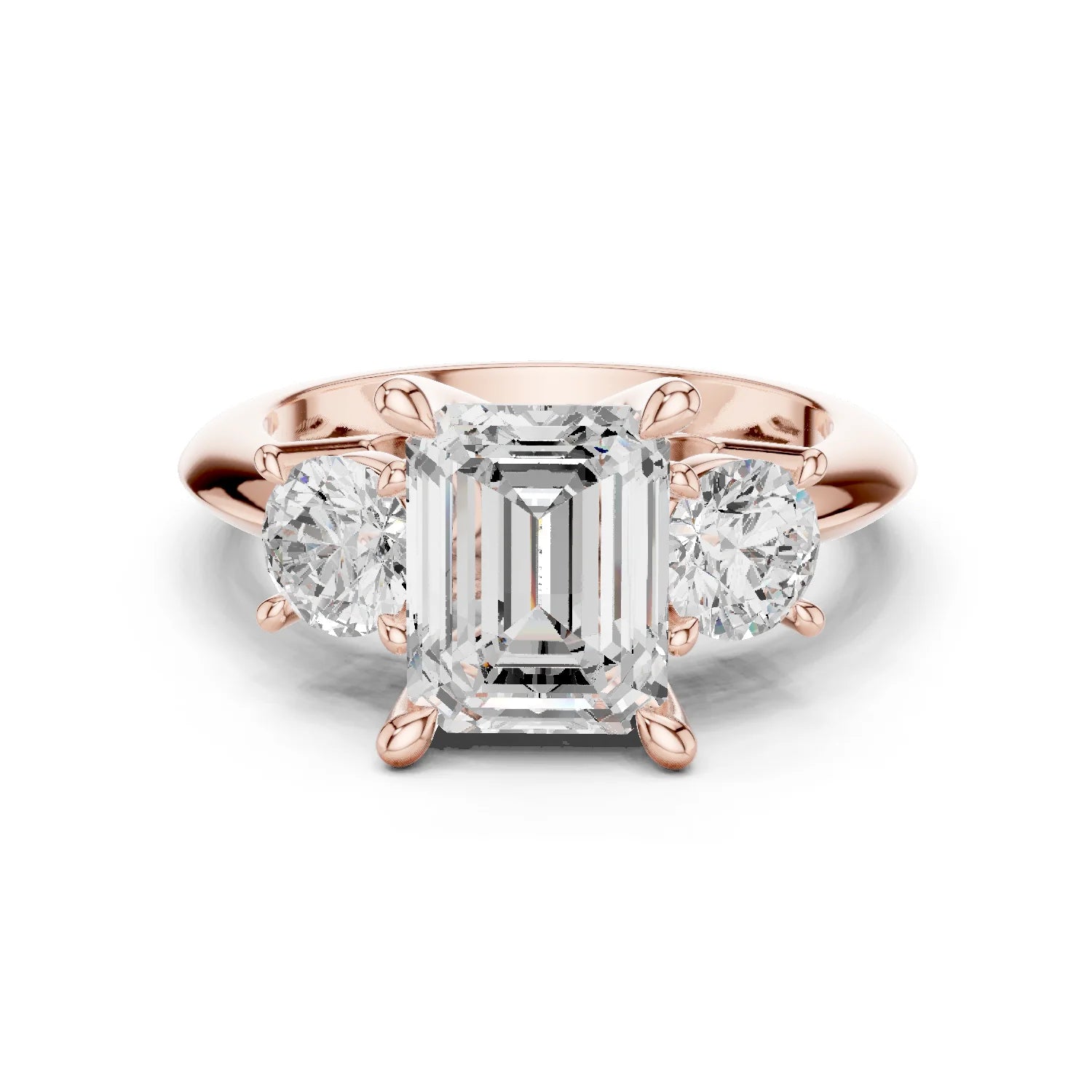 Emerald Cut Diamond Three-Stone Engagement Ring