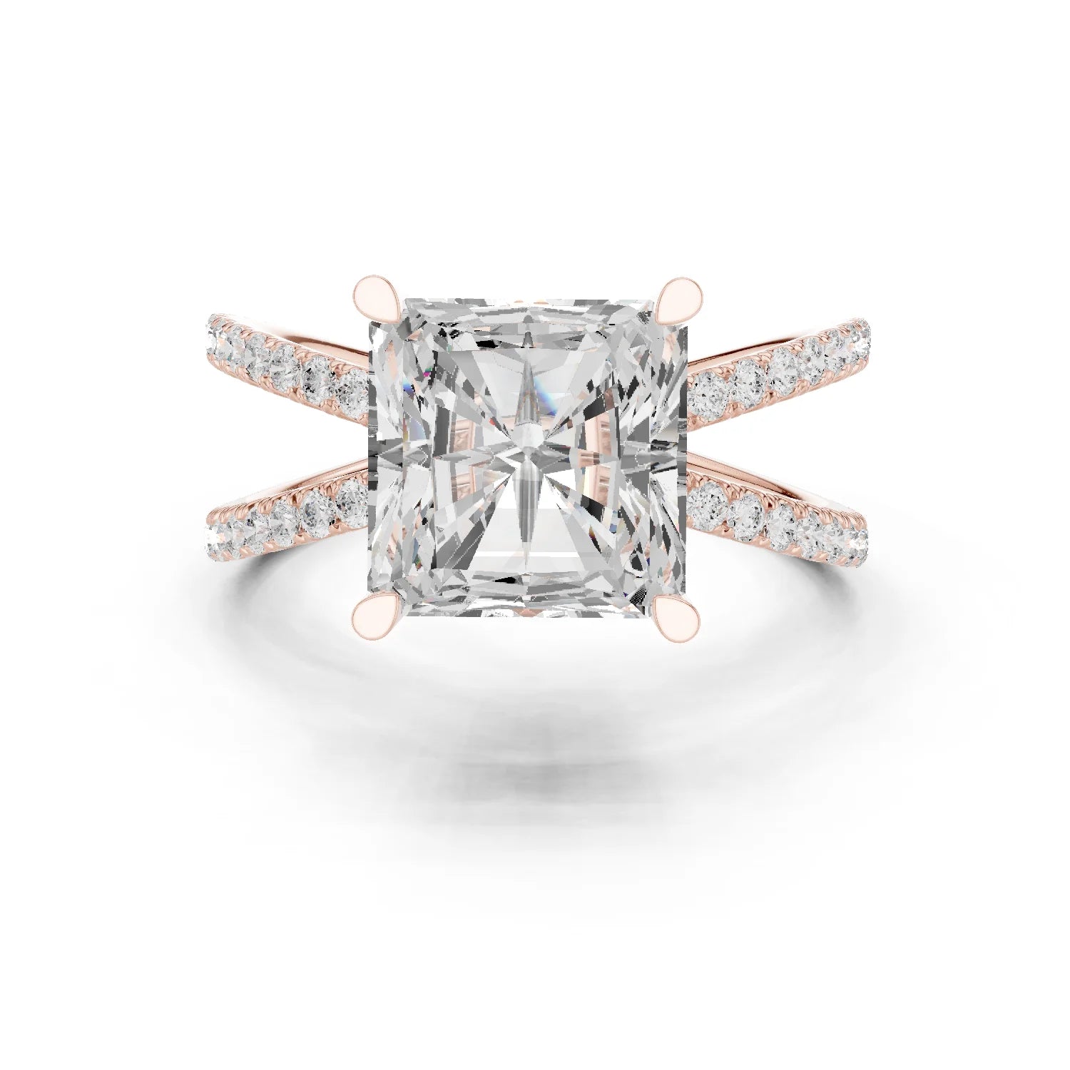 Radiant Cut Diamond Split Shank Engagement Ring
