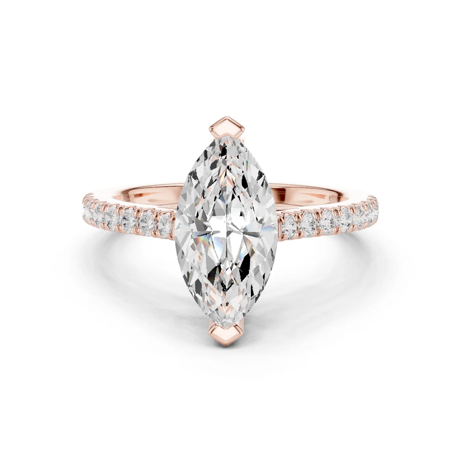 Marquise Cut Diamond Pave Band Engagement Ring