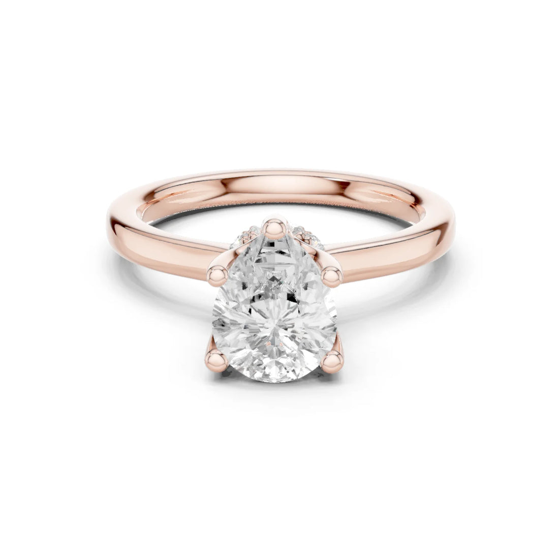 Pear Shape Diamond Hidden Halo Engagement Ring