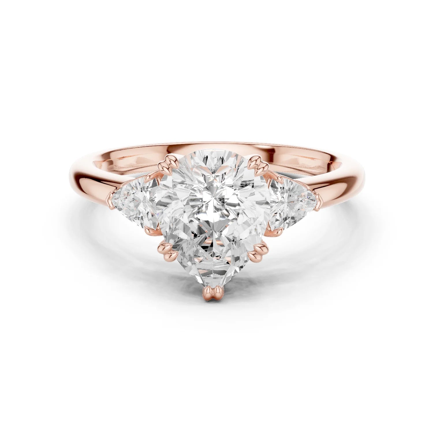 Trillion Side Diamond Pear Shape Engagement Ring