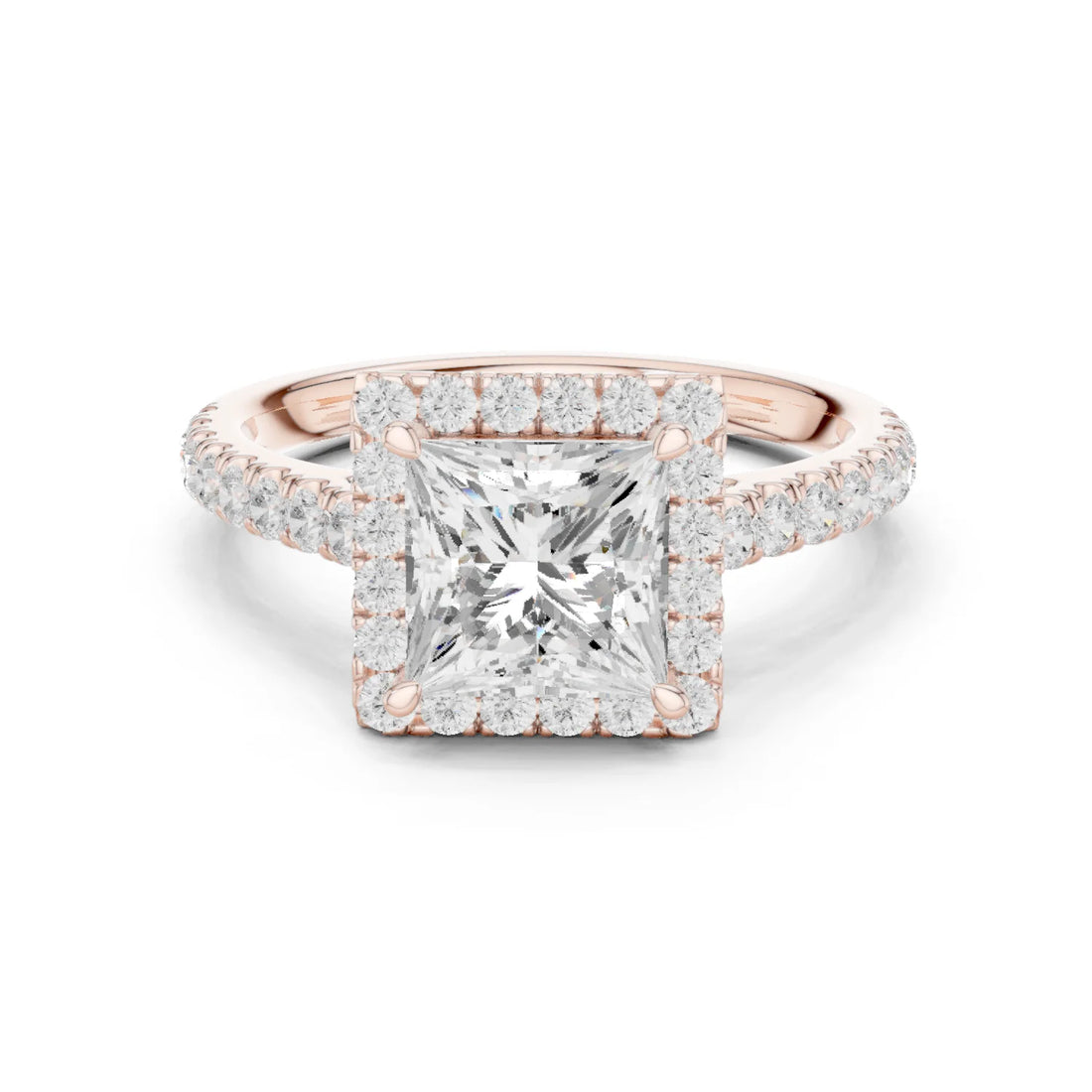 Princess Shape Diamond Halo Engagement Ring
