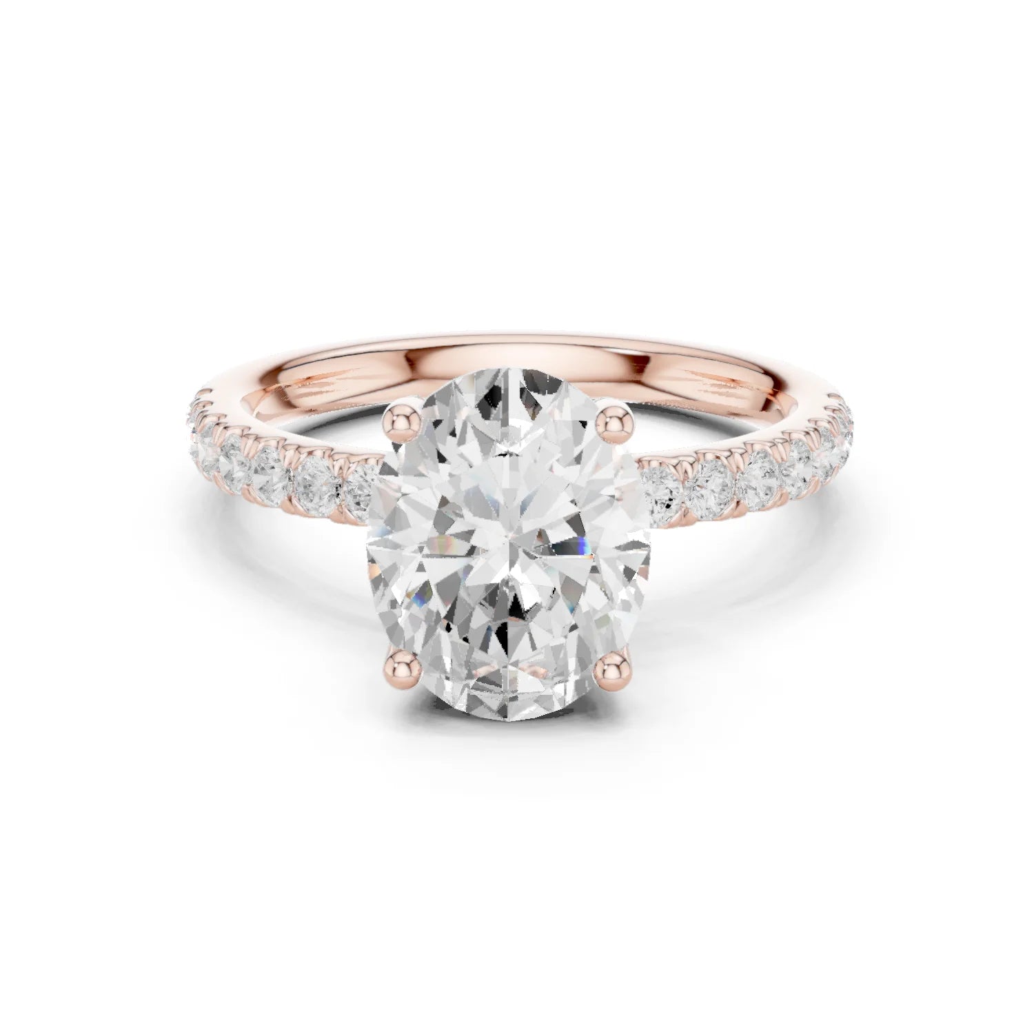 Oval Diamond Engagement Ring With Pave Band