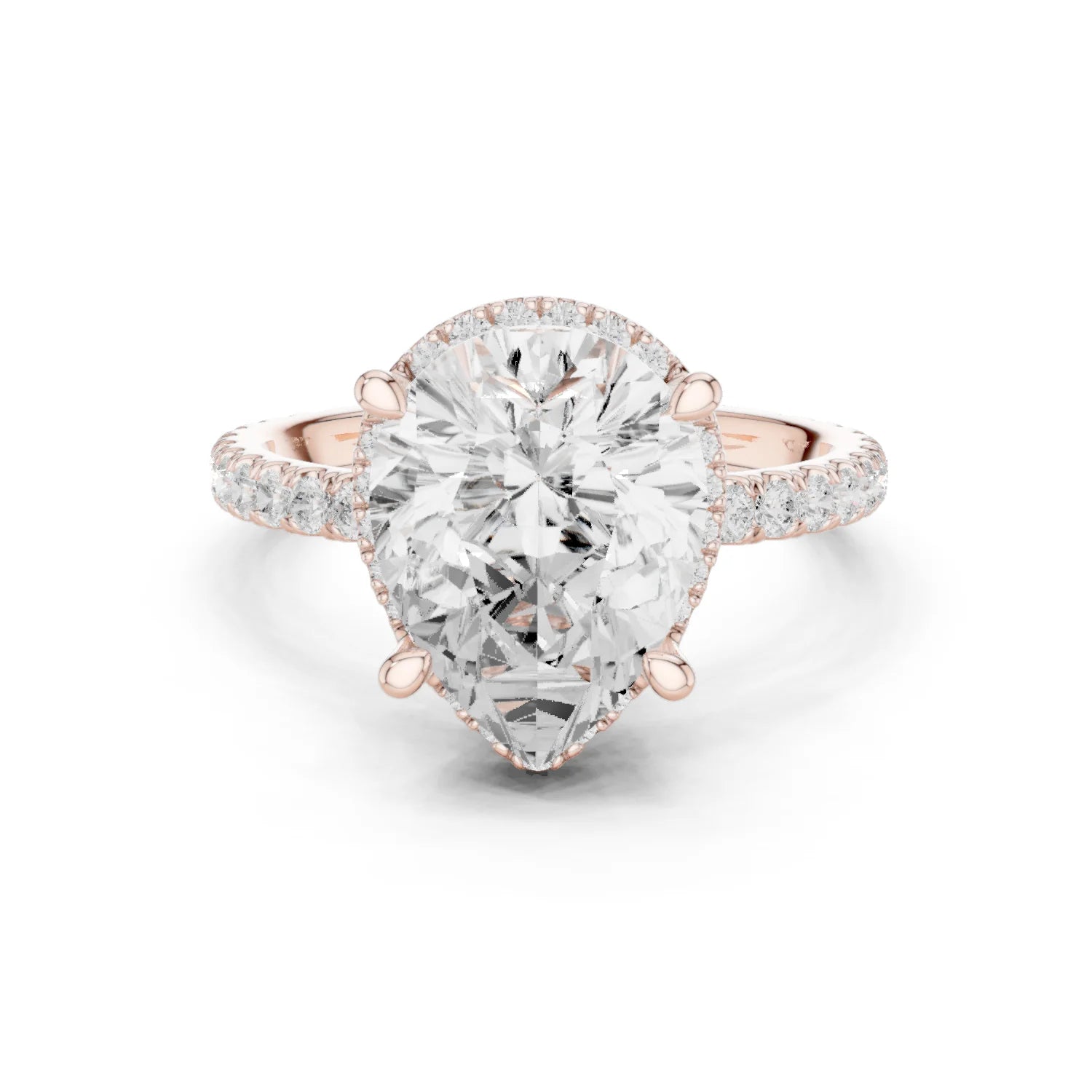 Pear Diamond Hidden Halo Engagement Ring