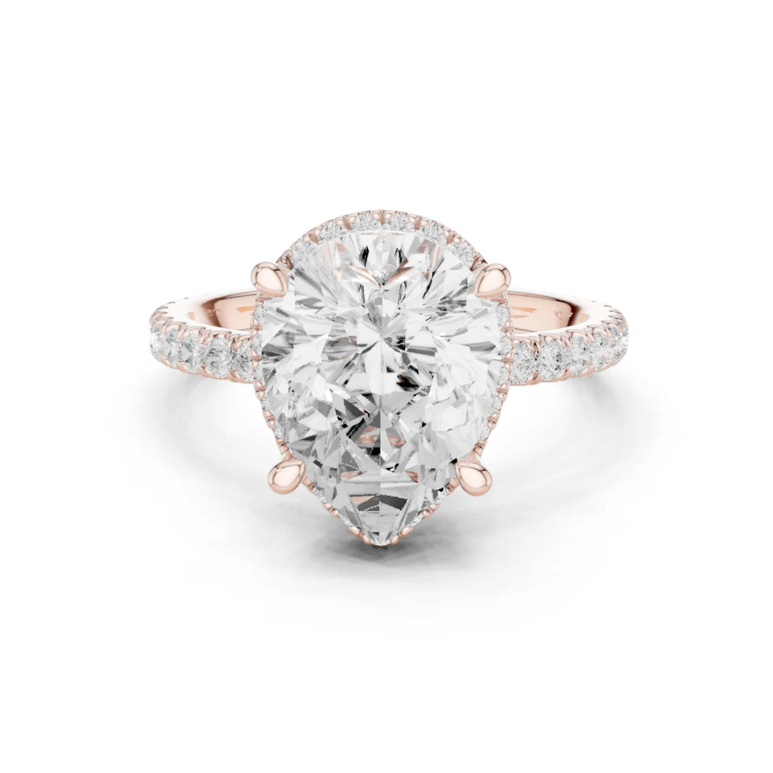 Pear Diamond Hidden Halo Engagement Ring