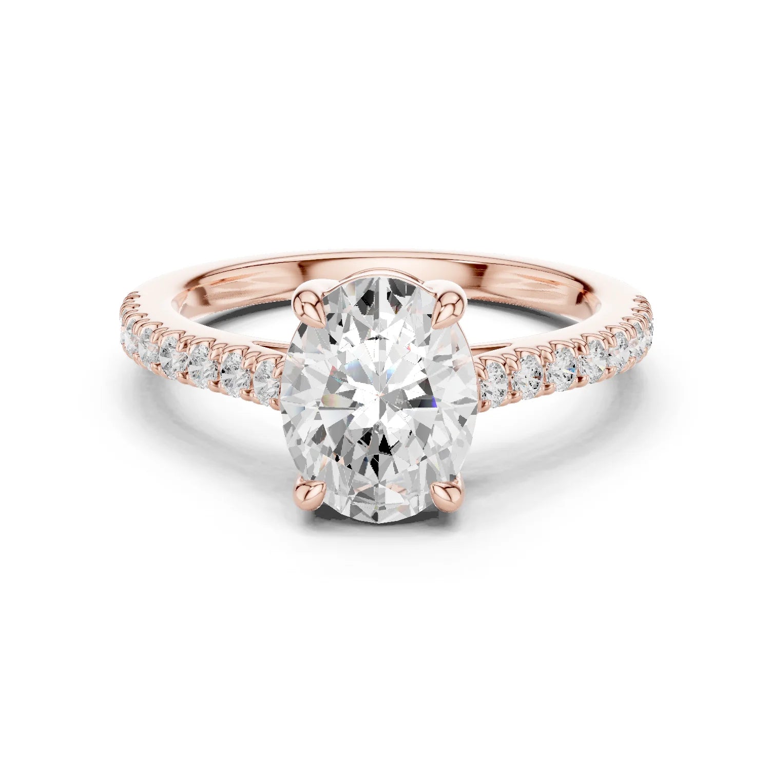 Oval Cut Diamond Pave Band Engagement Ring