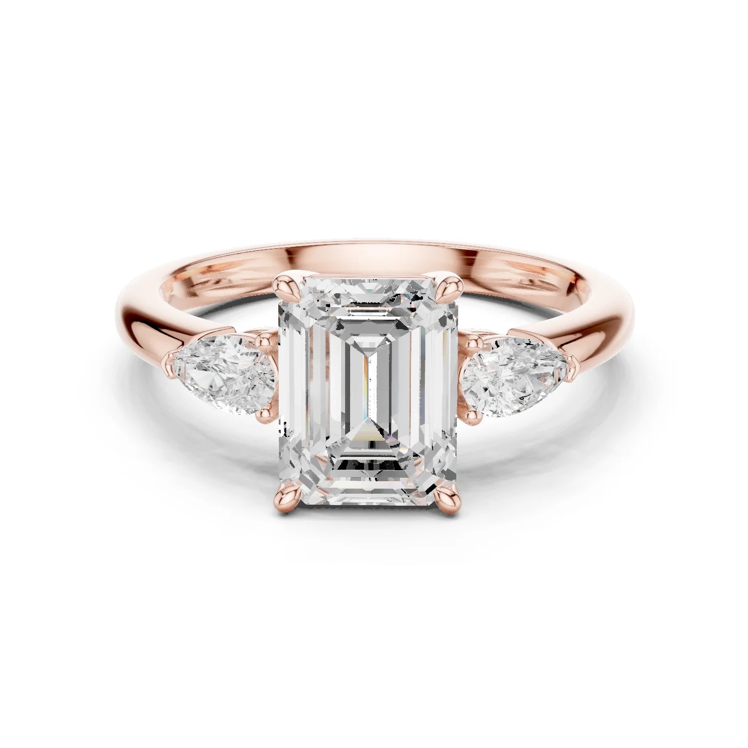 Emerald Cut Diamond Three-Stone Engagement Ring