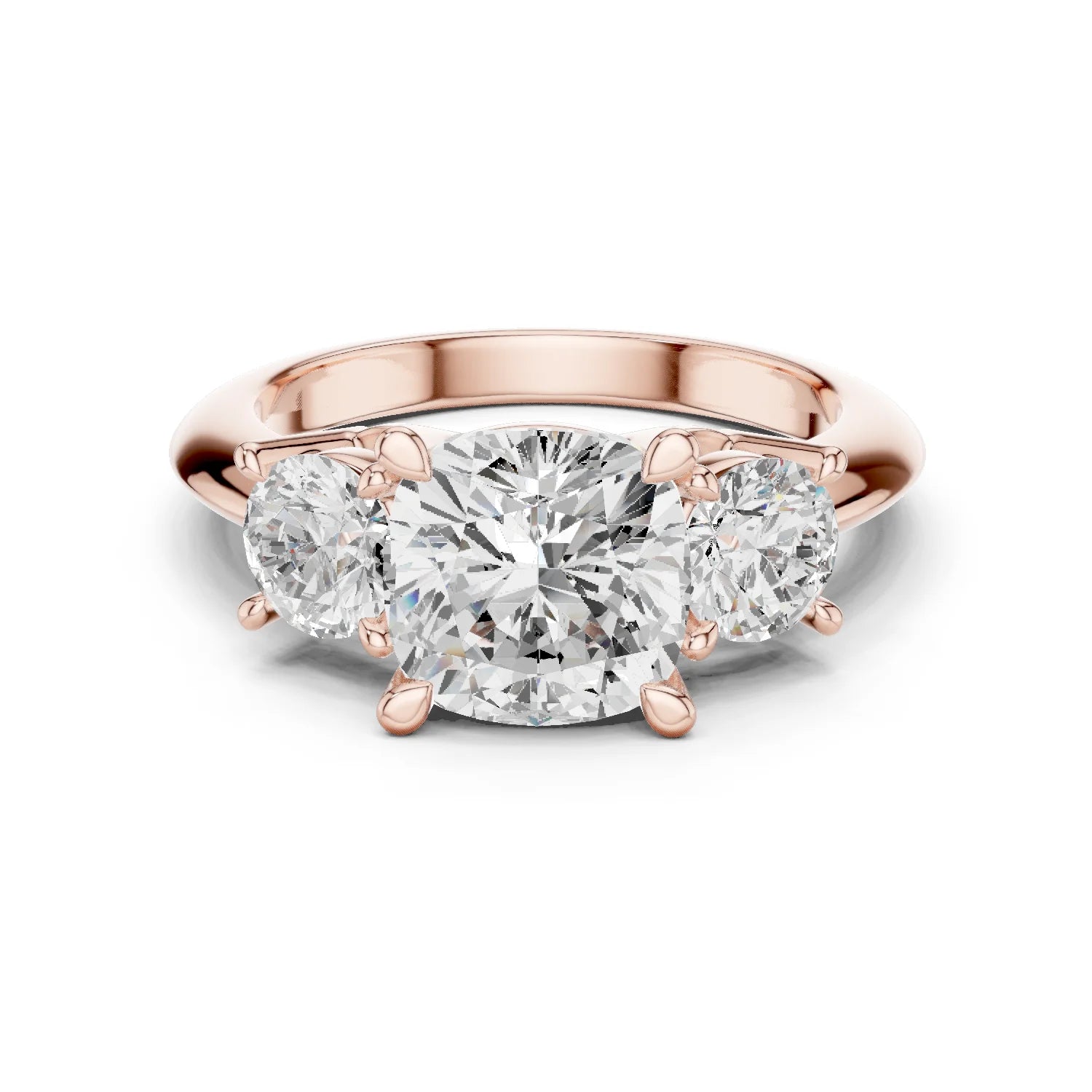 Cushion Cut Diamond Three-Stone Engagement Ring