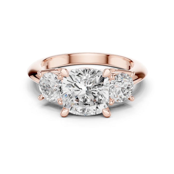 Cushion Cut Diamond Three-Stone Engagement Ring