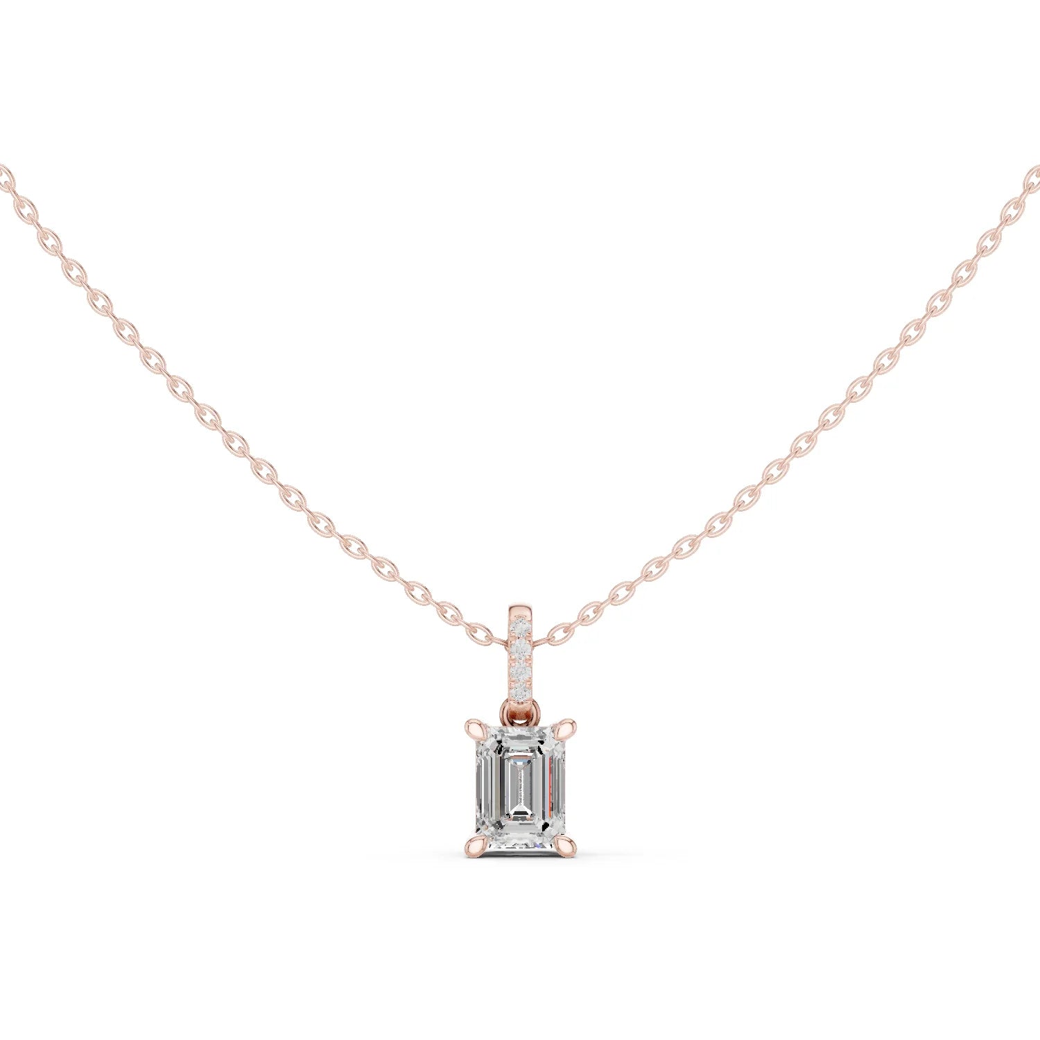 Verona Emerald Solitaire Diamond Pendant