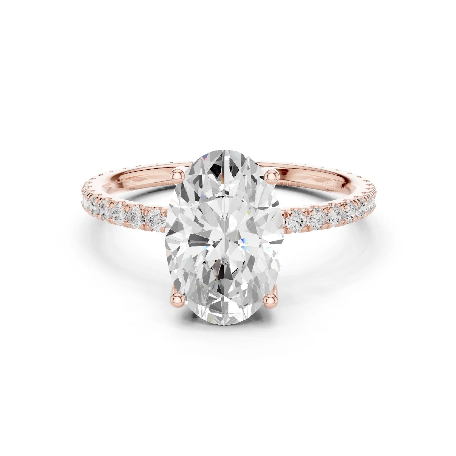 Oval Shape Diamond Pave Band Engagement Ring