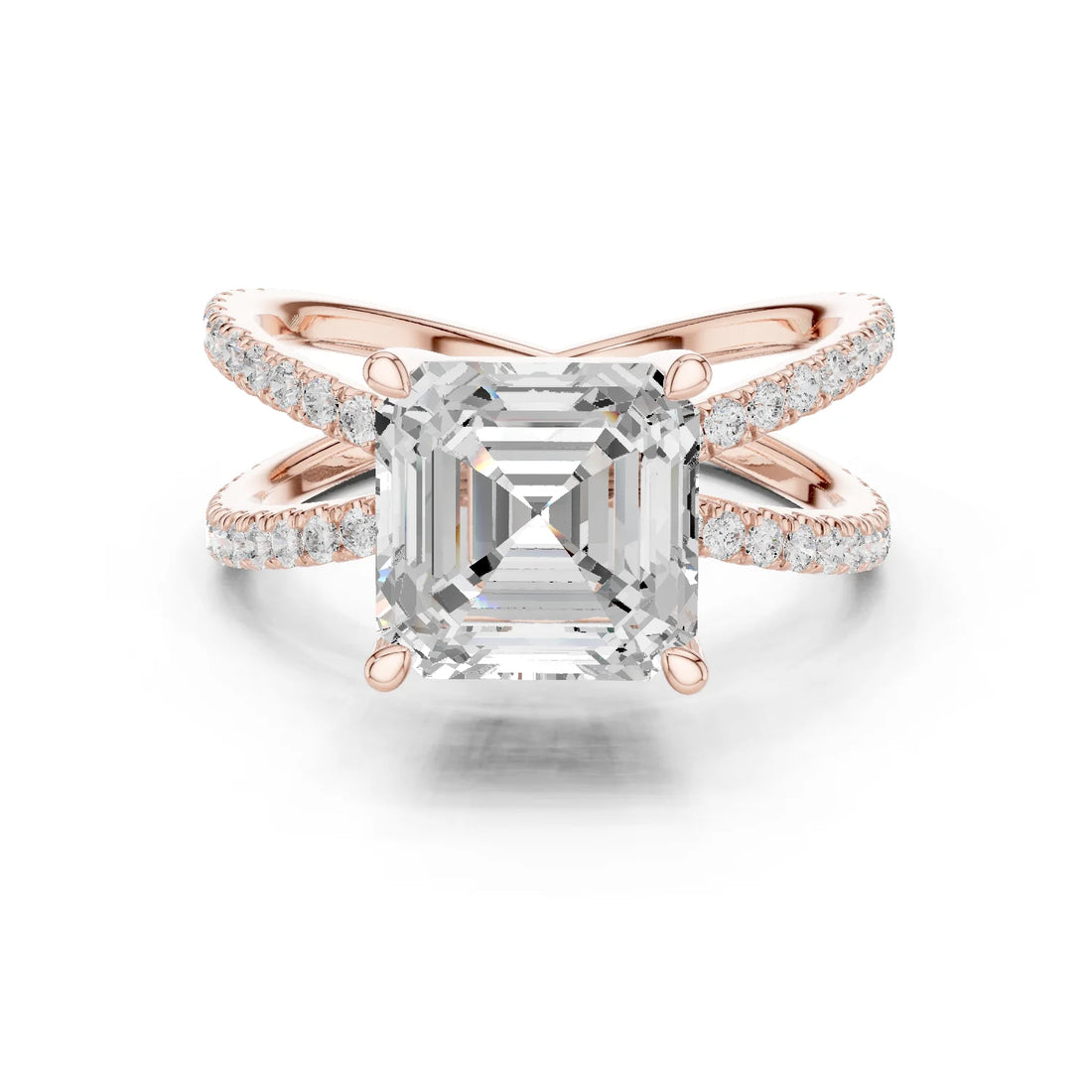 Asscher Cut Diamond Split Shank Engagement Ring