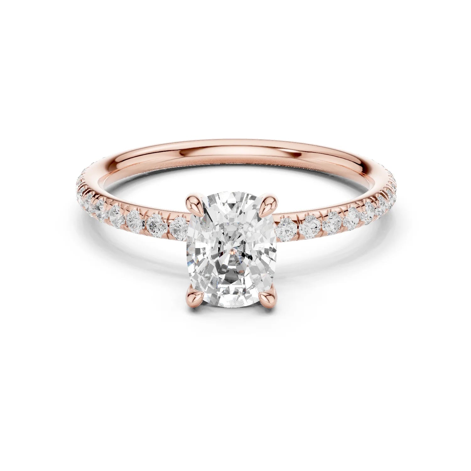 Cushion Cut Diamond Pave Engagement Ring
