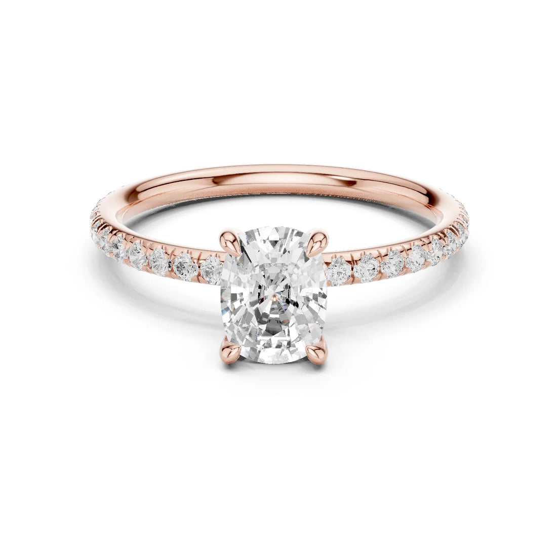 Cushion Cut Diamond Pave Engagement Ring