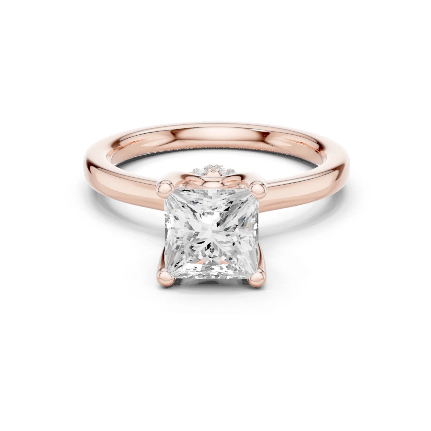 Princess Shape Diamond Hidden Halo Engagement Ring