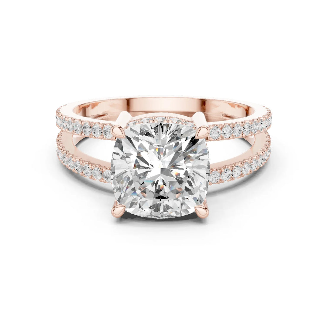 Cushion Cut Diamond Split Shank Engagement Ring