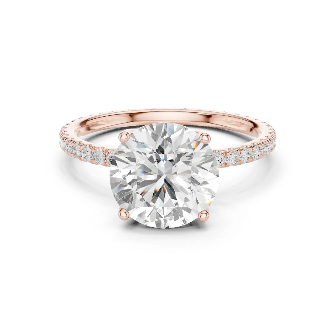 Round Shape Diamond Pave Band Engagement Ring