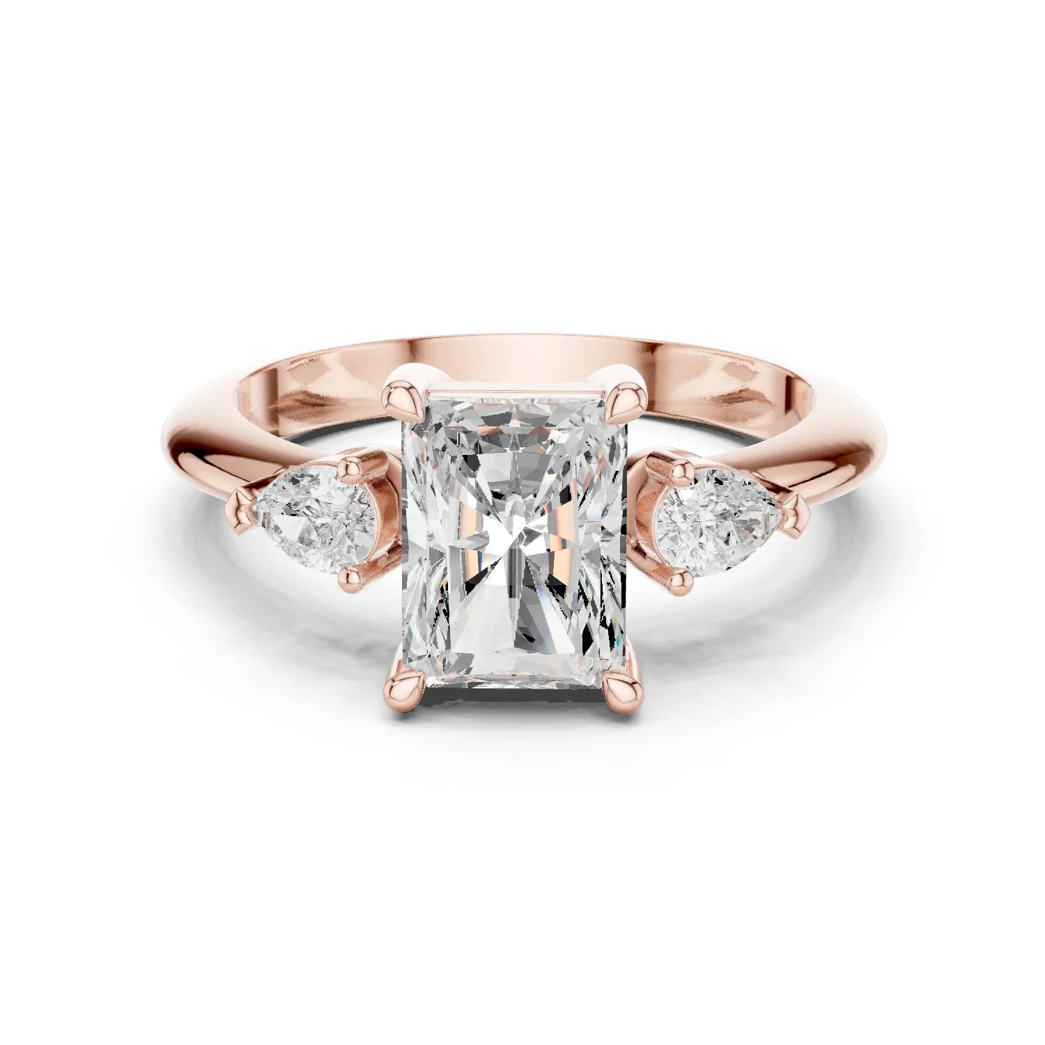 Radiant Diamond Solitaire Engagement Ring with Hidden Side Accent
