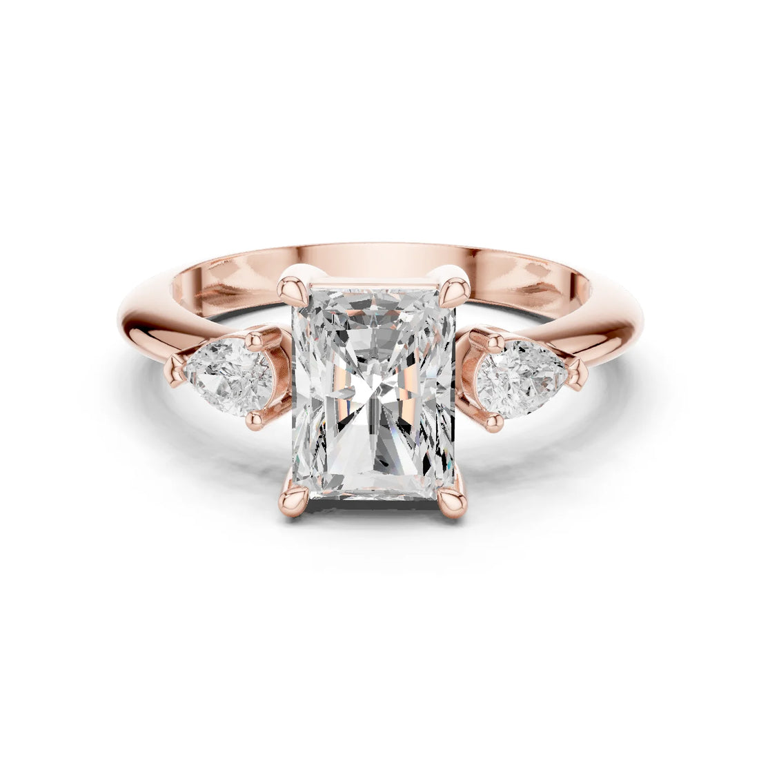 Radiant Diamond Solitaire Engagement Ring with Hidden Side Accent