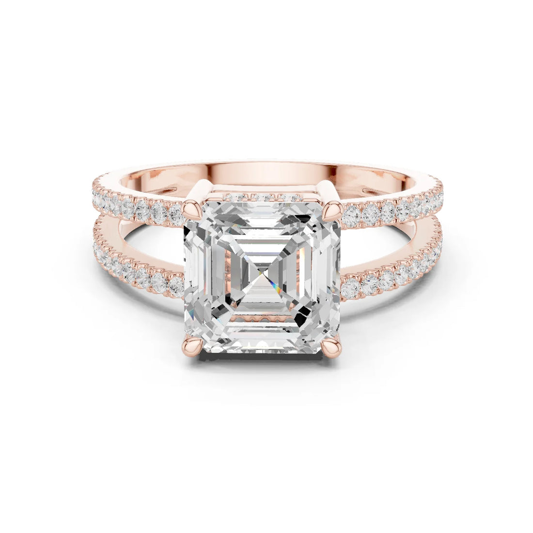 Asscher Cut Diamond Split Shank Engagement Ring