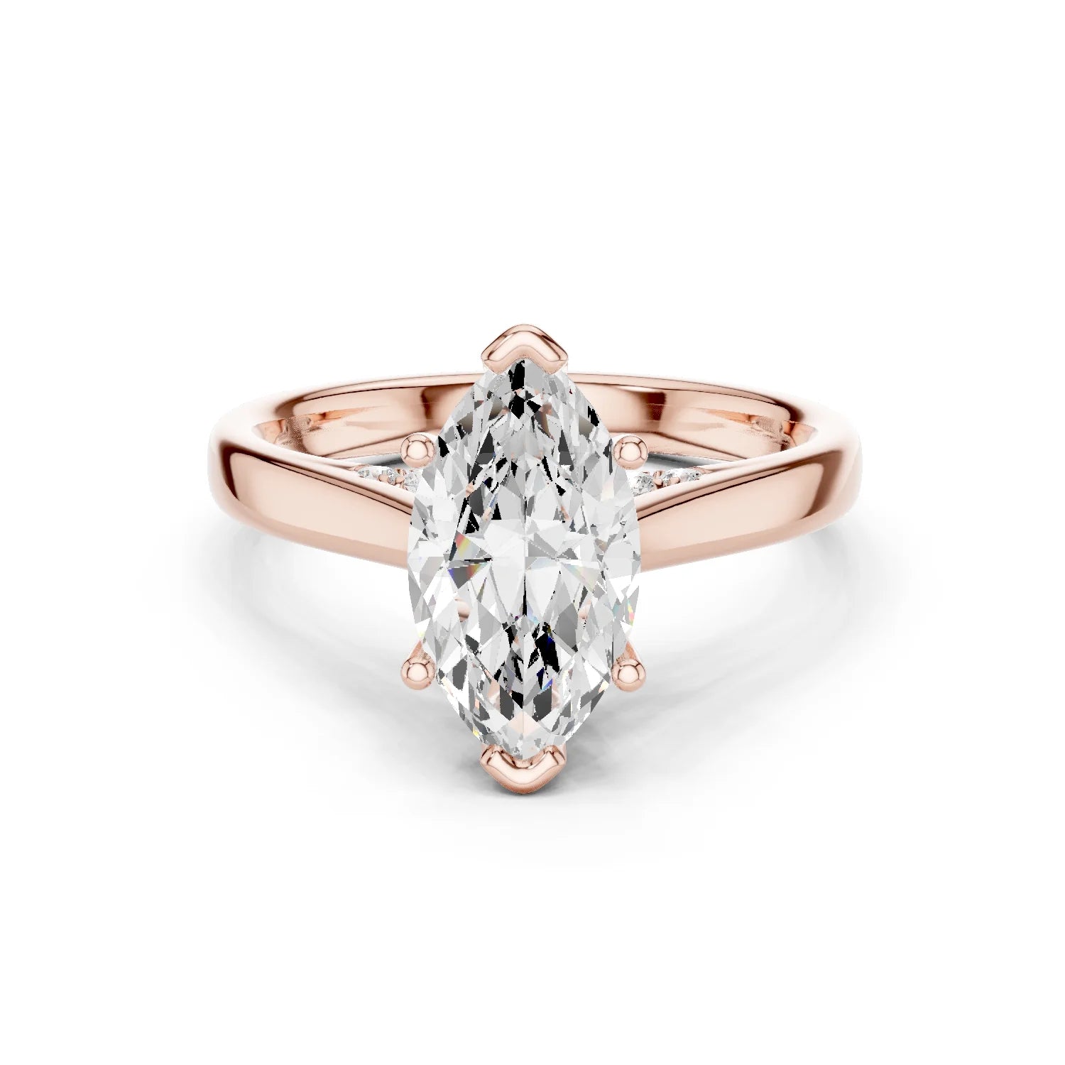 Marquise Cut Diamond Cathedral Pave Engagement Ring