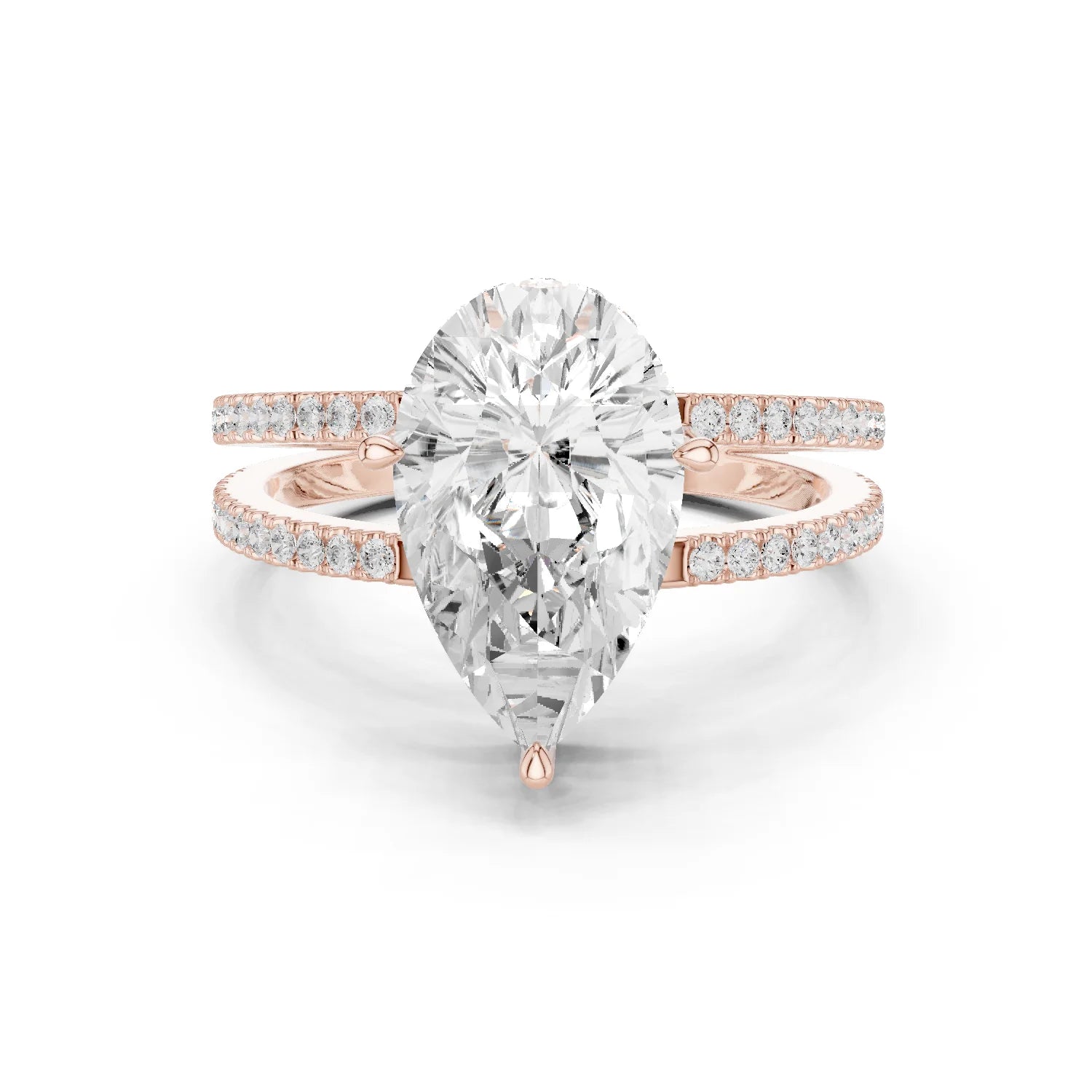 Pear Cut Diamond Split Shank Engagement Ring