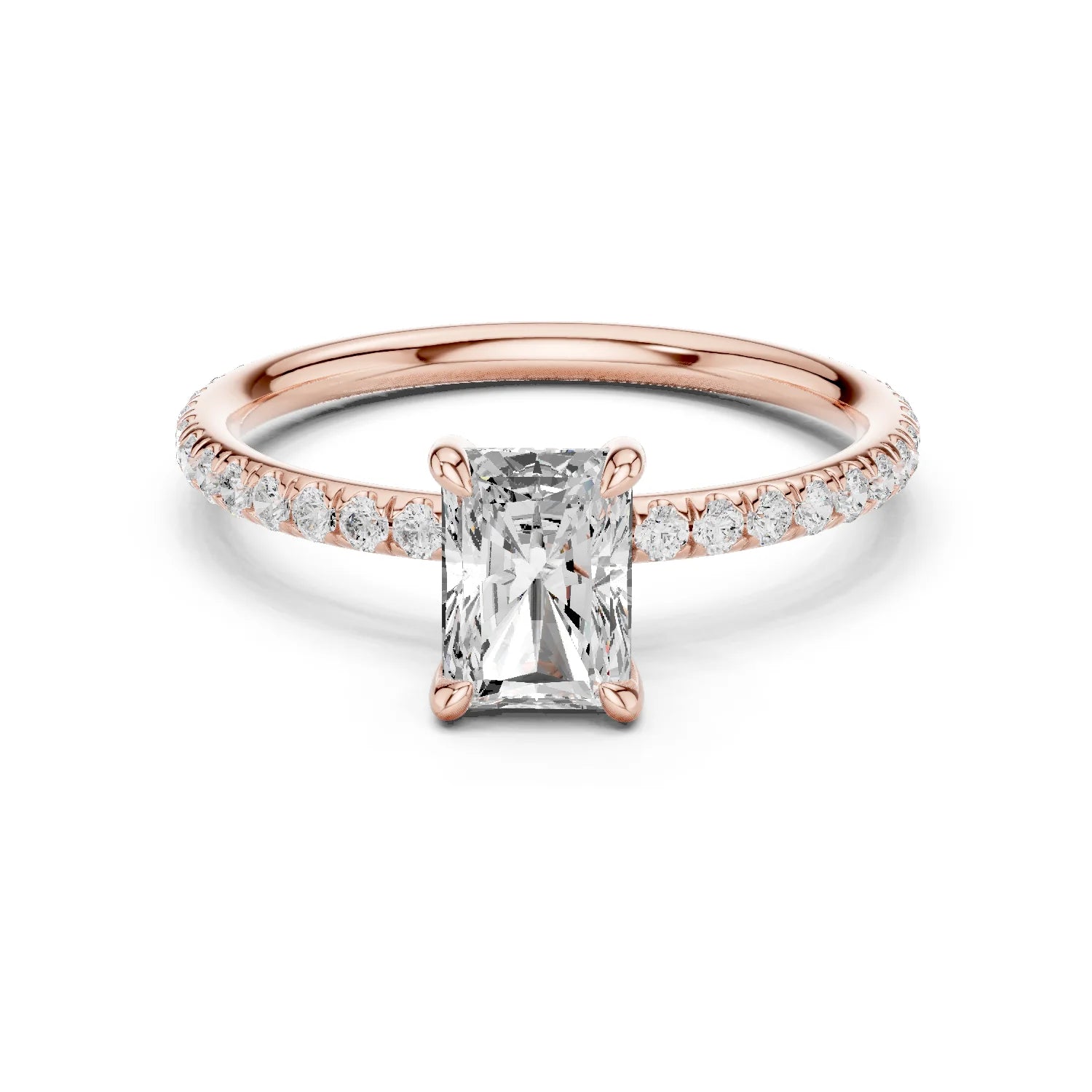 Radiant Cut Diamond Pave Engagement Ring