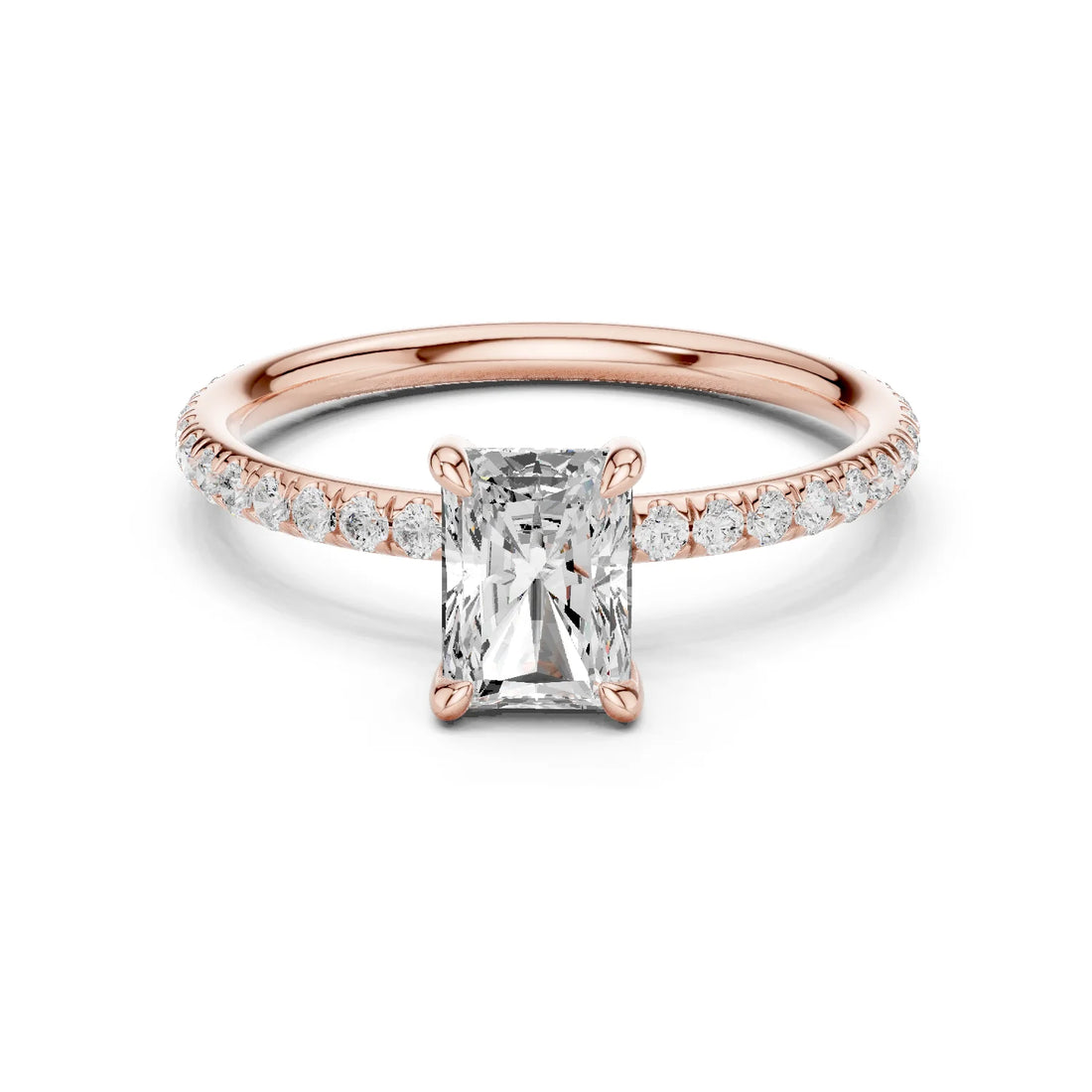 Radiant Cut Diamond Pave Engagement Ring