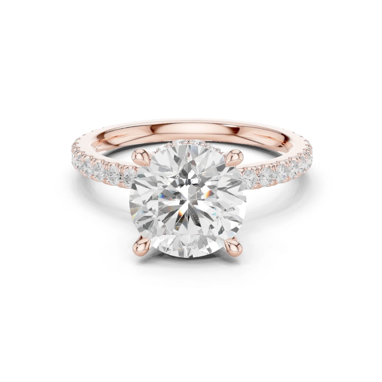 Round Cut Diamond Double Hidden Halo Engagement Ring