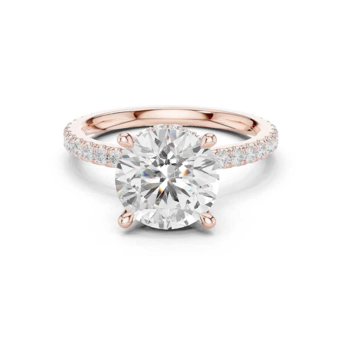 Round Cut Diamond Double Hidden Halo Engagement Ring