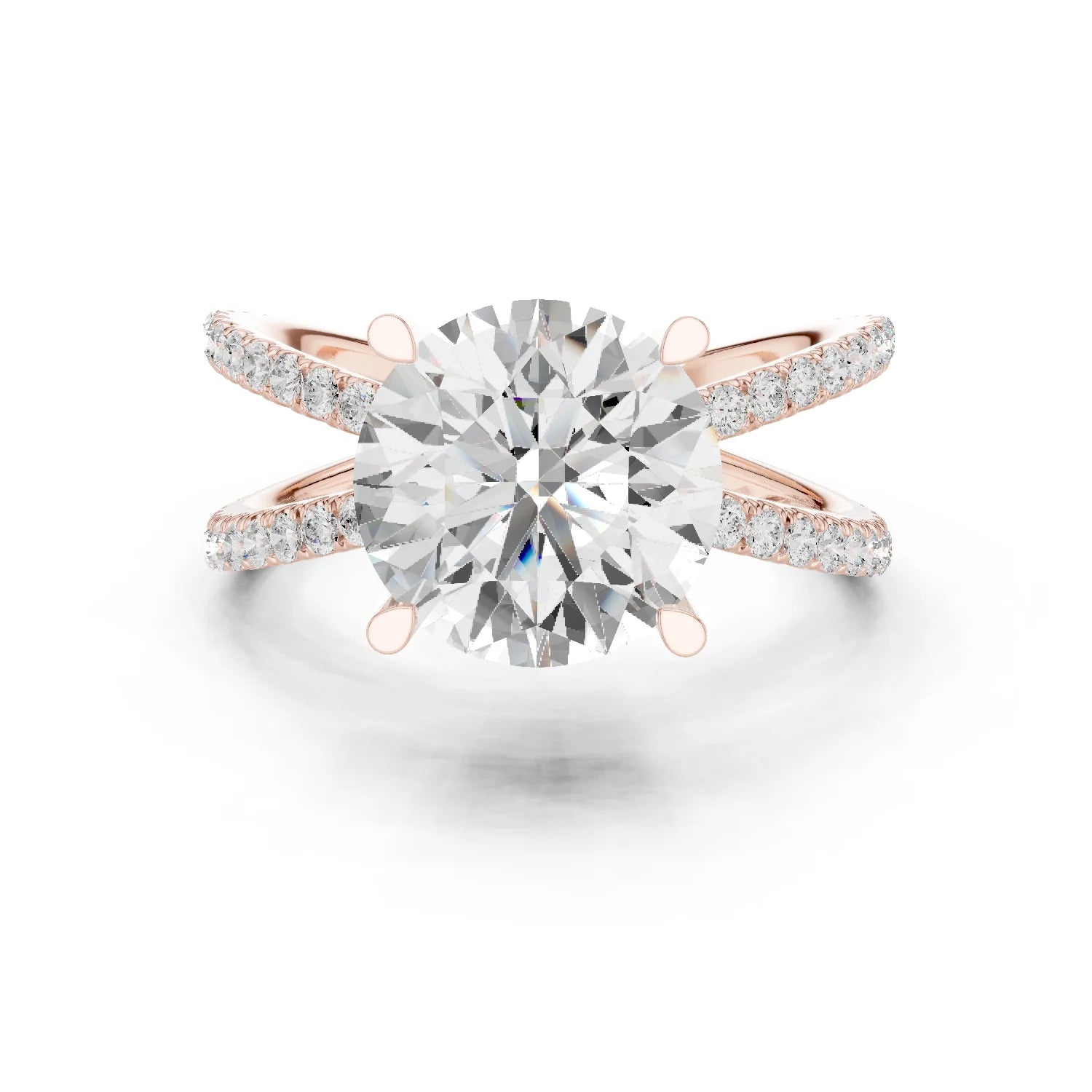 Round Cut Diamond Split Shank Engagement Ring