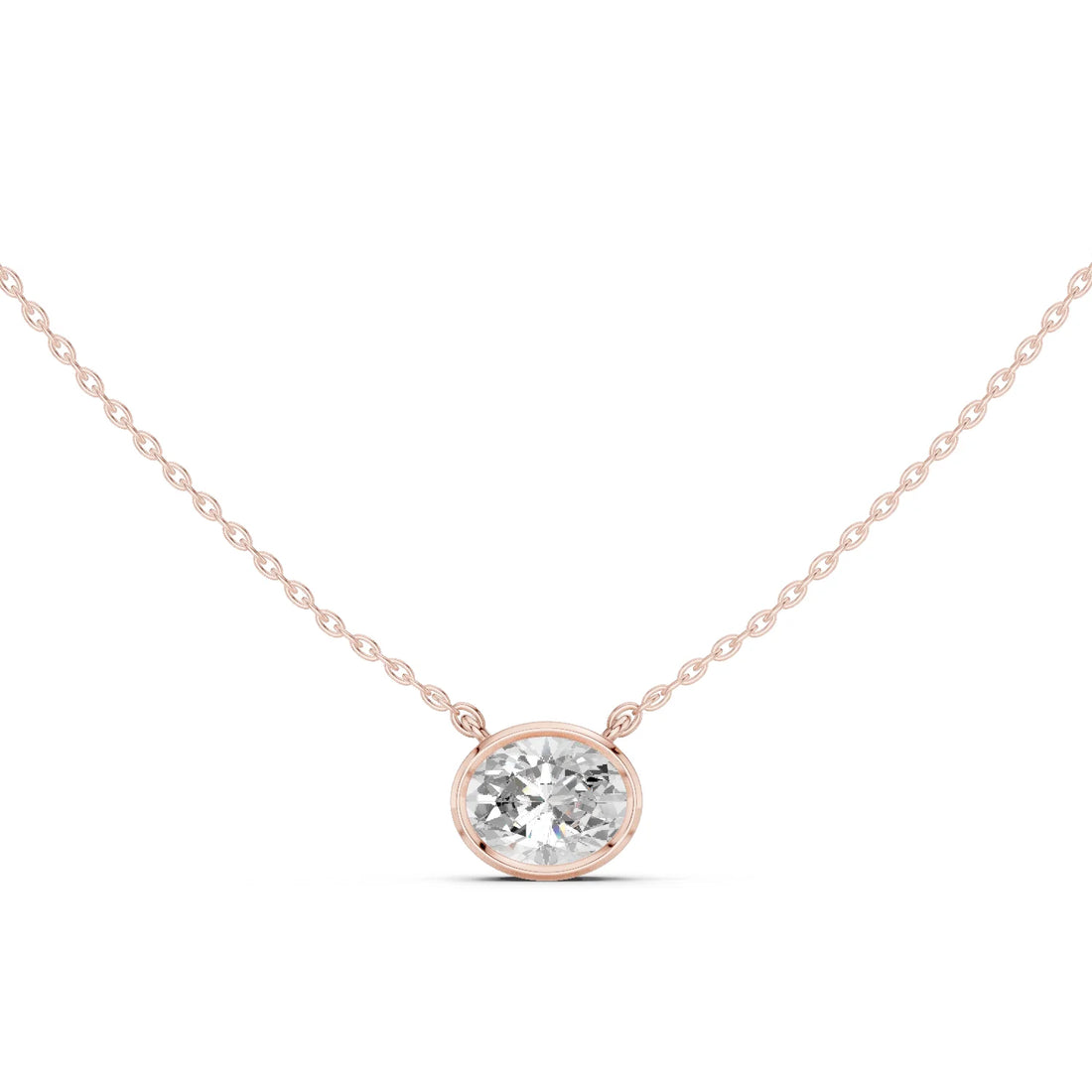 Oval Halo Bezel Solitaire Diamond Pendant