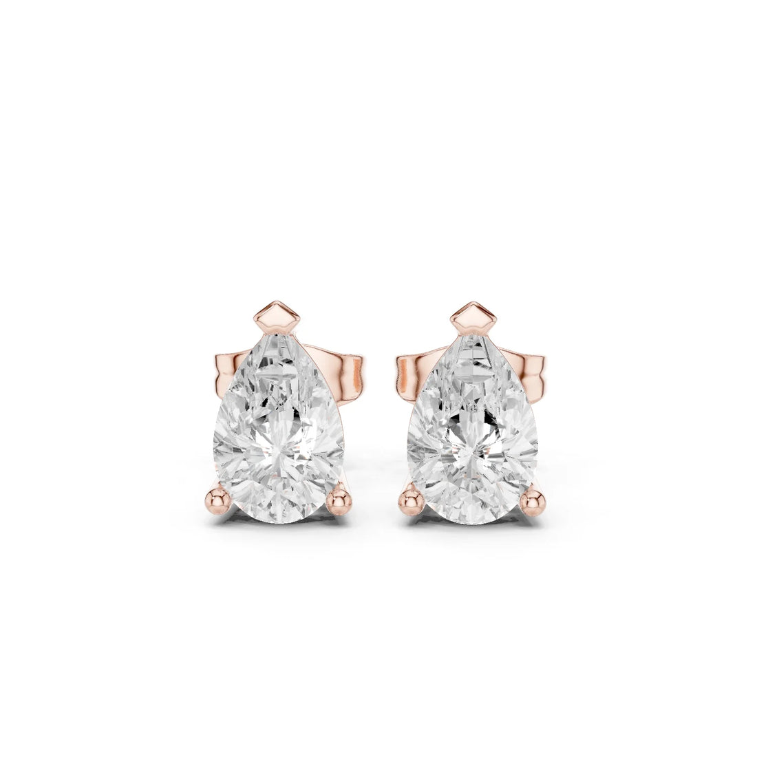 Pure Pear Solitaire Diamond Stud Earrings