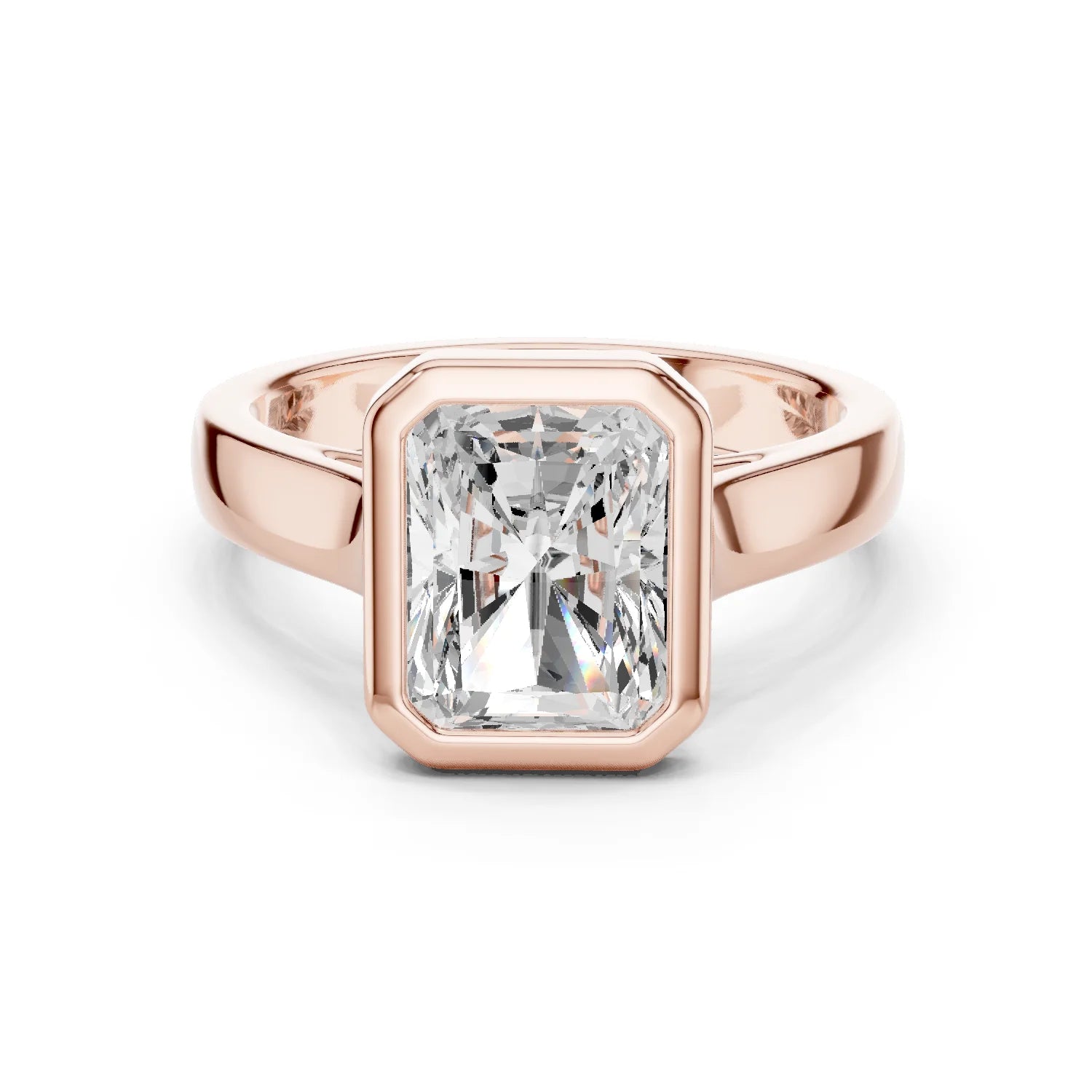 Radiant Cut Diamond Bezel Solitaire Engagement Ring